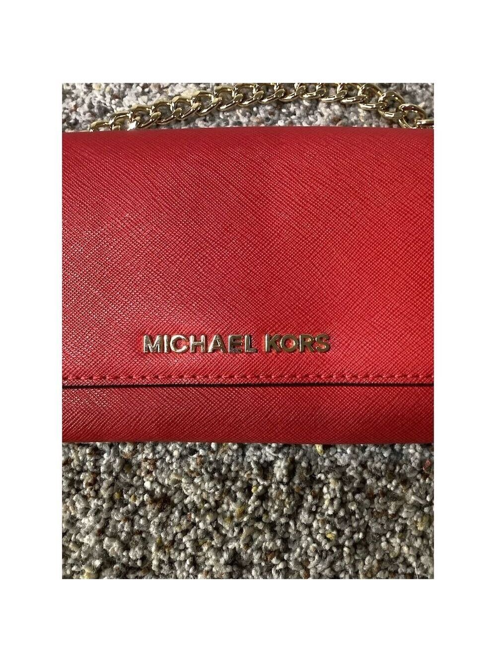 Michael Kors Jet Set Travel Women's Red Crossbody Bag Gold Accents - Picture 7 of 7